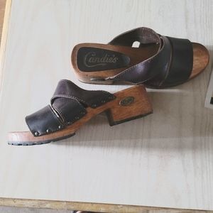 Candie's vintage 90s wooden clogs
